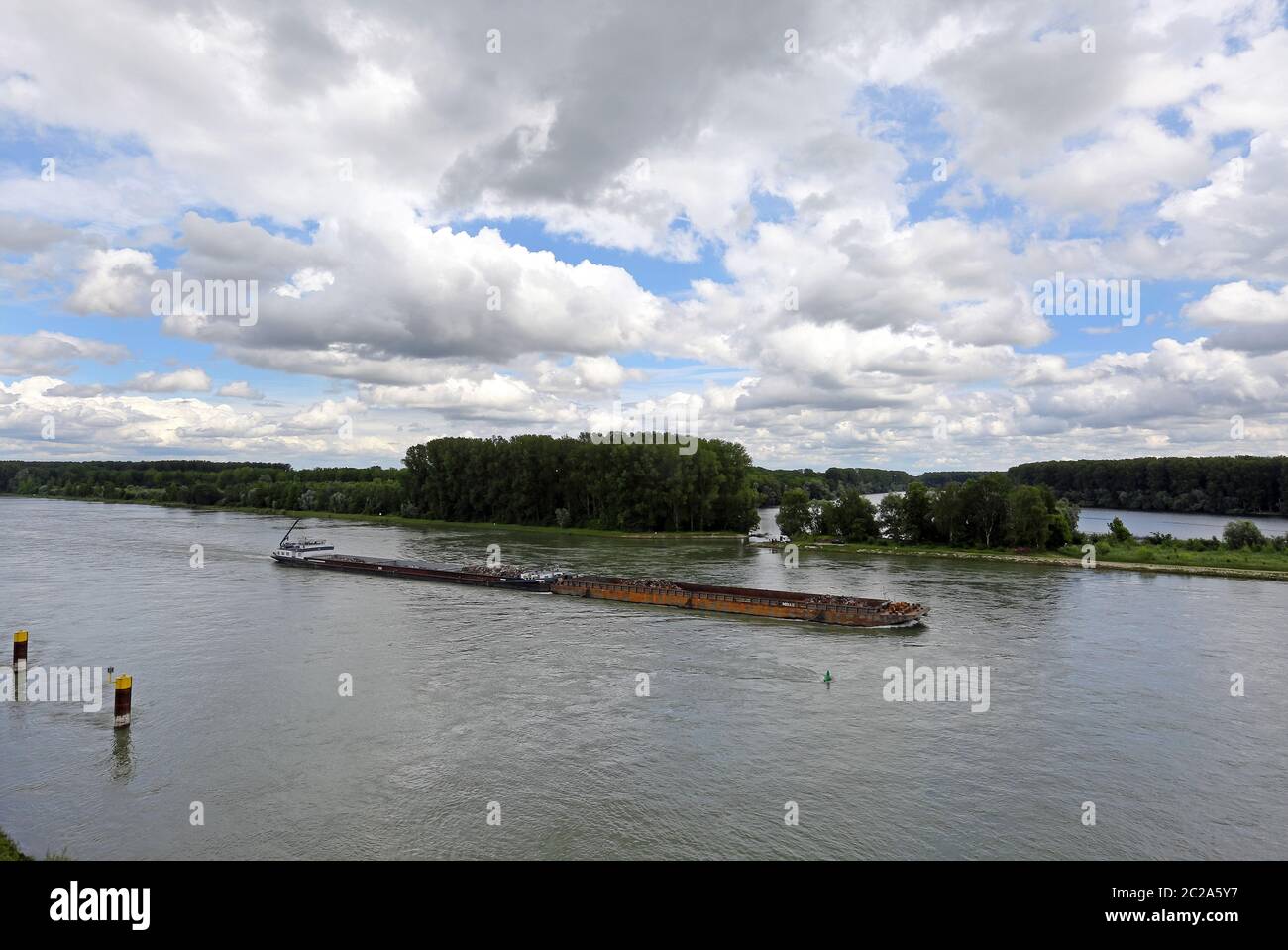 Transport ship on the Rhine Stock Photo