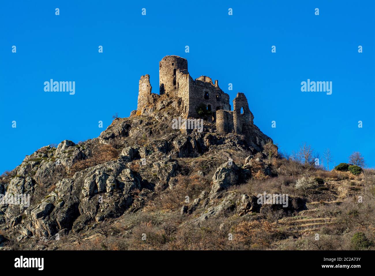 Castle of Leotoing, Haute-Loire,  Auvergne-Rhone-Alpes, France Stock Photo