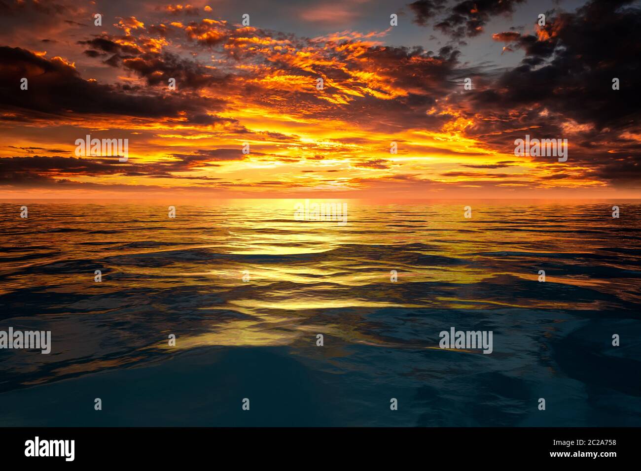 sunset sky at the ocean background Stock Photo - Alamy