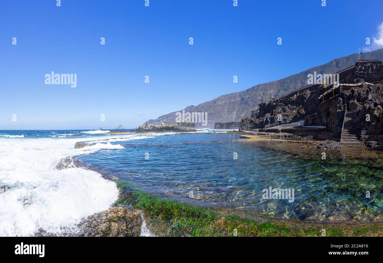 Sea swimming pool La Maceta in the El Golfo Valley on the island of El Hierro, Canary Islands, Spain Stock Photo