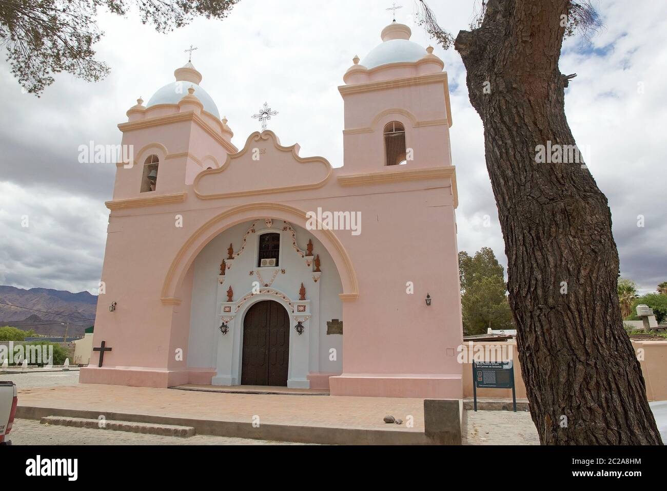 Church at Seclantas village in Calchaqui Valley, Argentina. It is a small village in north west Argentina, 150 km south west from Salta city. Stock Photo