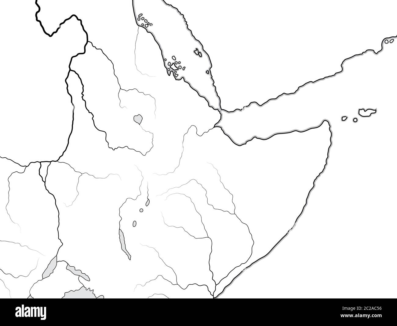 World Map of NUBIA, ETHIOPIA, SOMALIA: Kush, Punt, Aksum, Abyssinia, Sudan. Chart with African Horn. Stock Photo