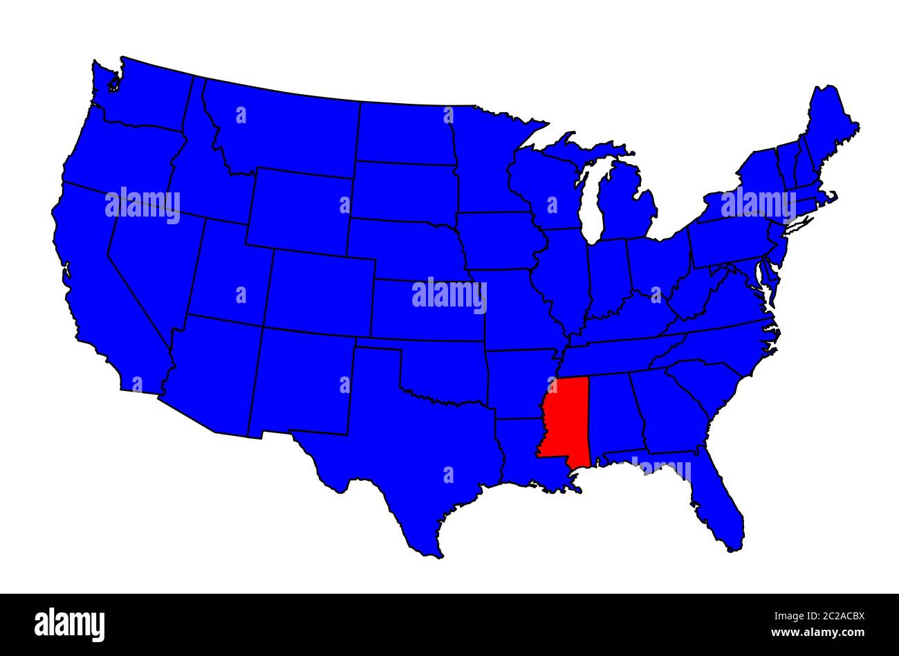 Mississippi State Outline And Silhouette Inset Into A Map Of The United Mississippi State Outline And Silhouette Inset Into A Map Of The United States Of America 2C2ACBX