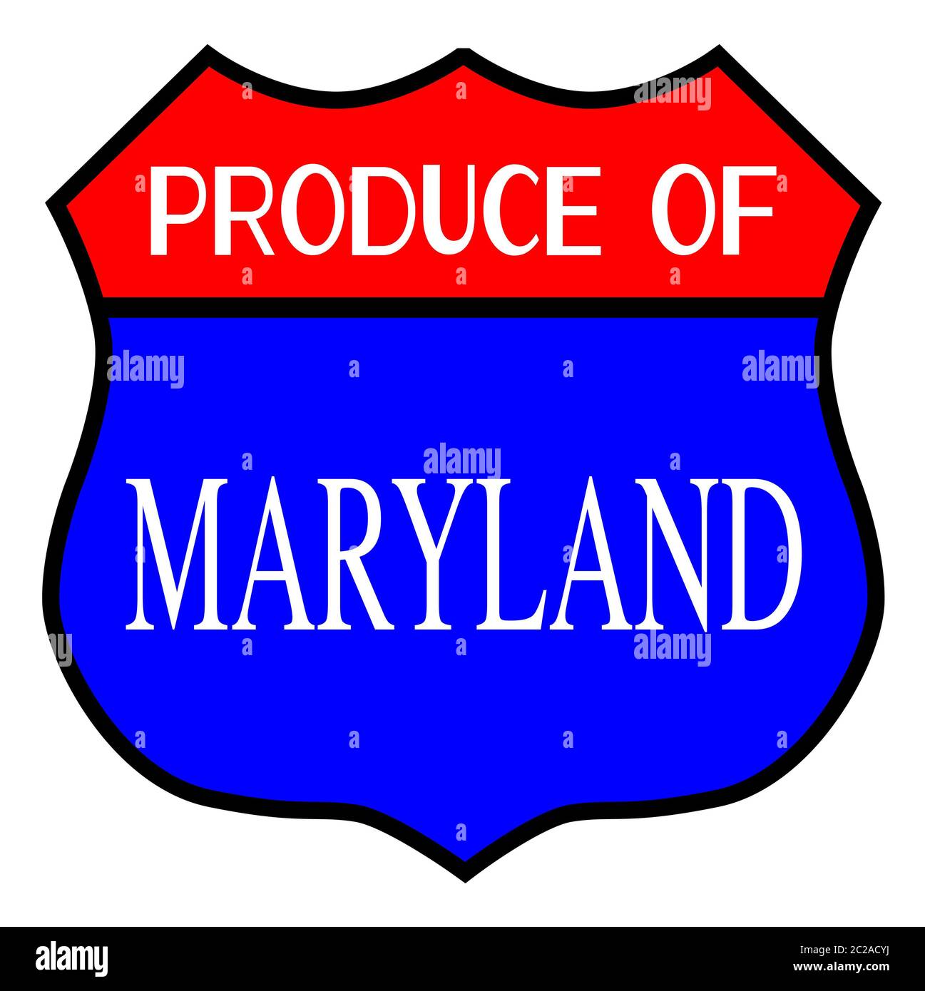 Route 66 style traffic sign with the legend Produce Of Maryland Stock ...