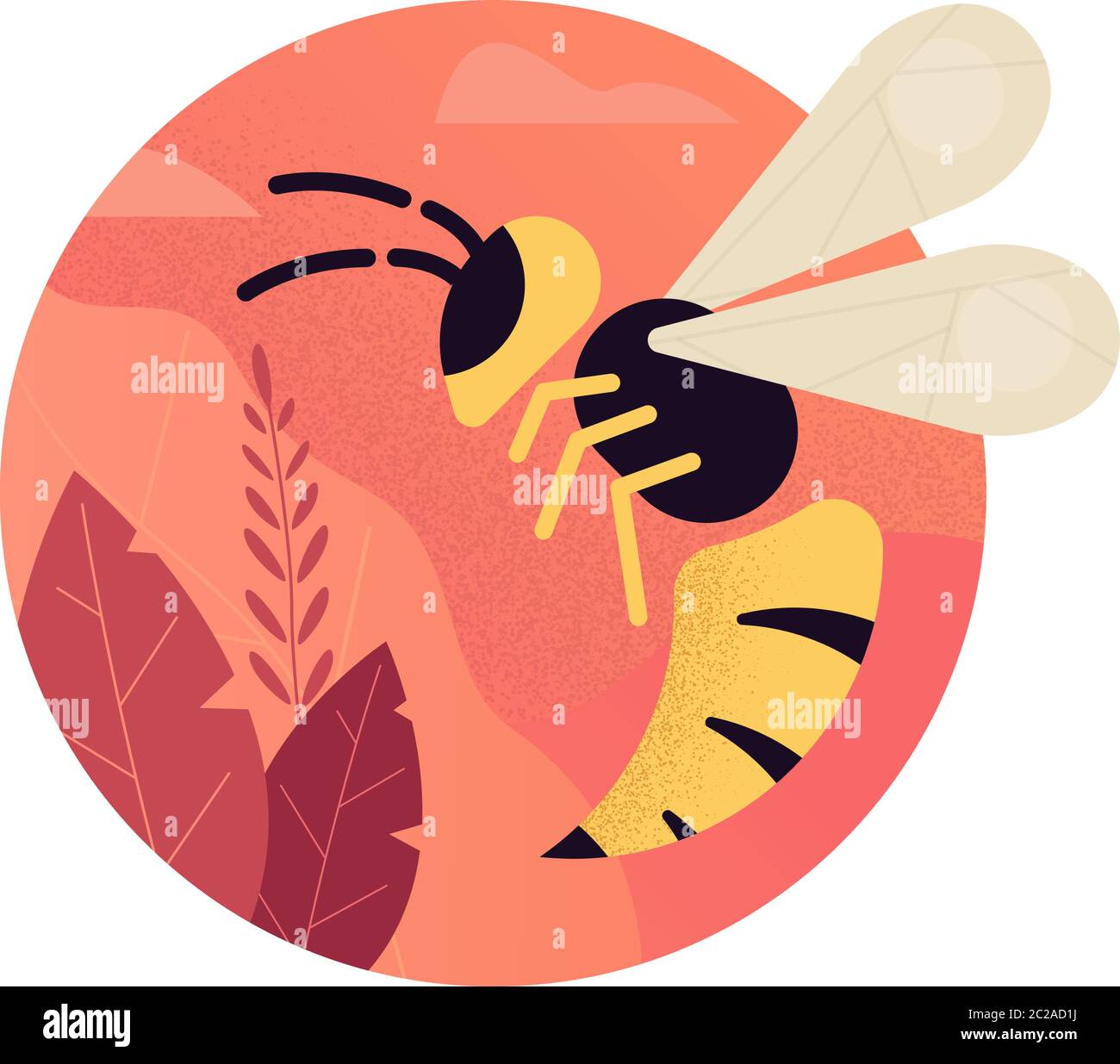 Hornet wasp vector flat concept. Insect wasp Stock Vector