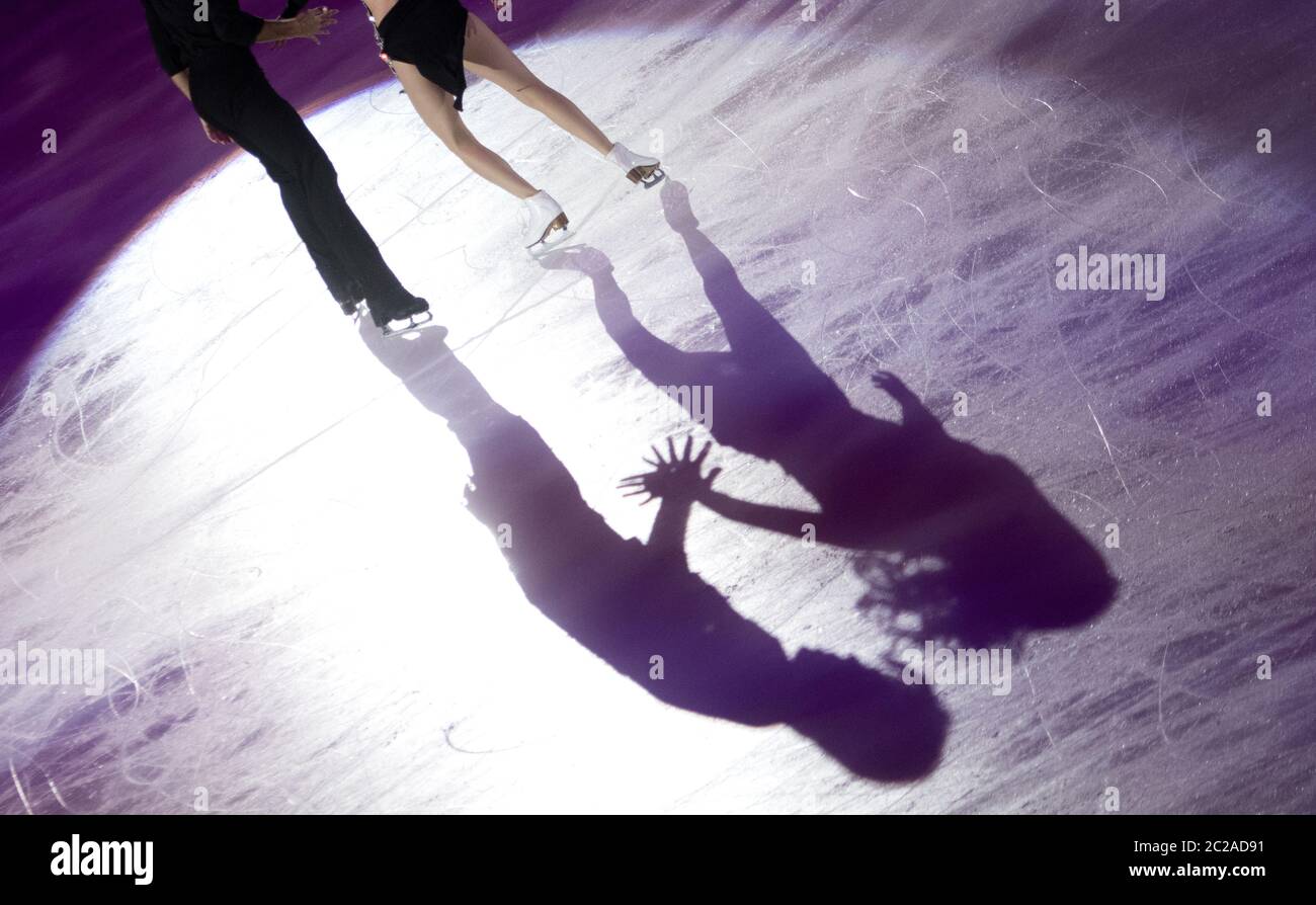 Ice skate silhouette on the ice rink, in Milan Stock Photo Alamy