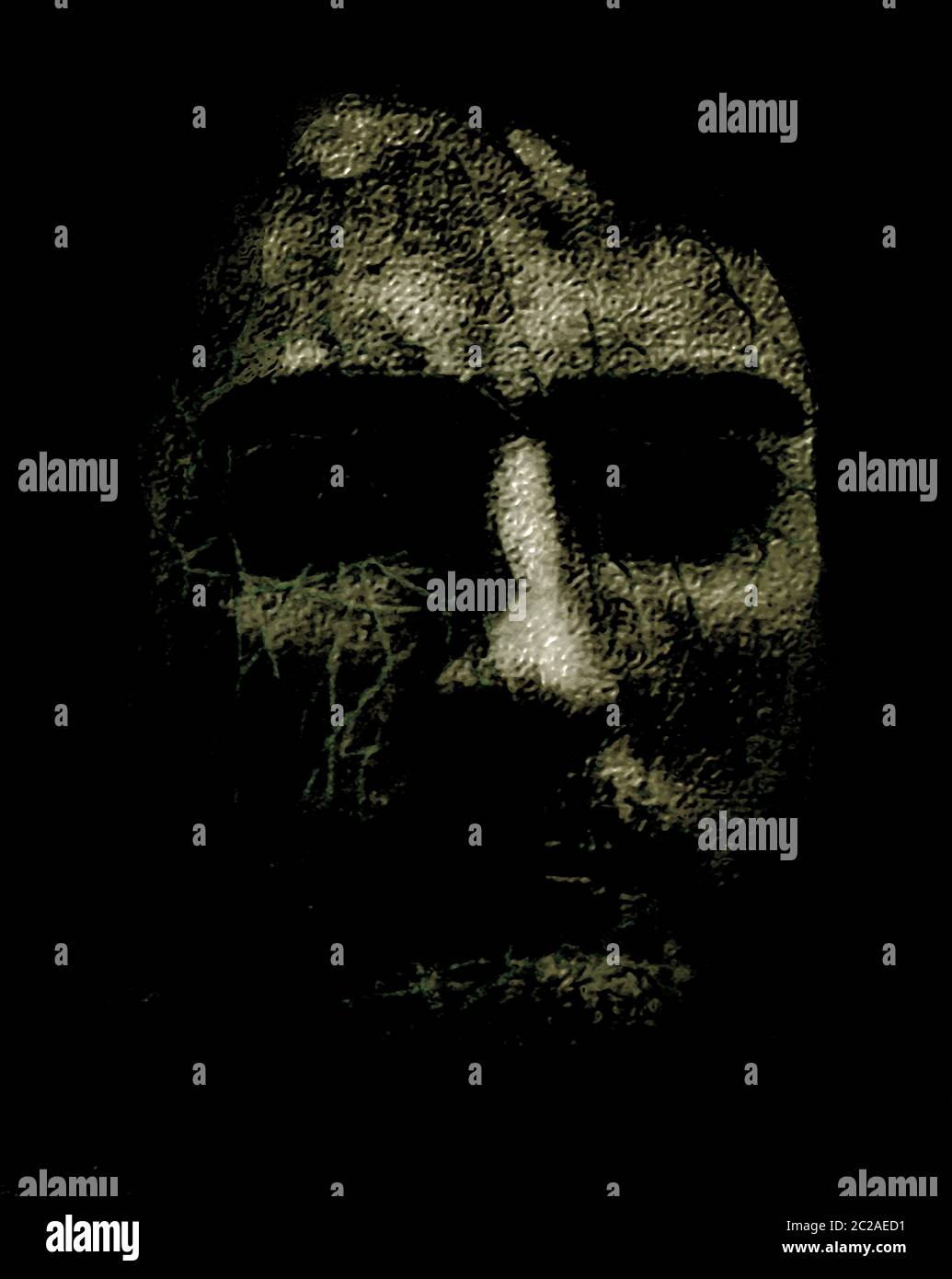 Creepy Halloween Human Head Artwork Stock Photo