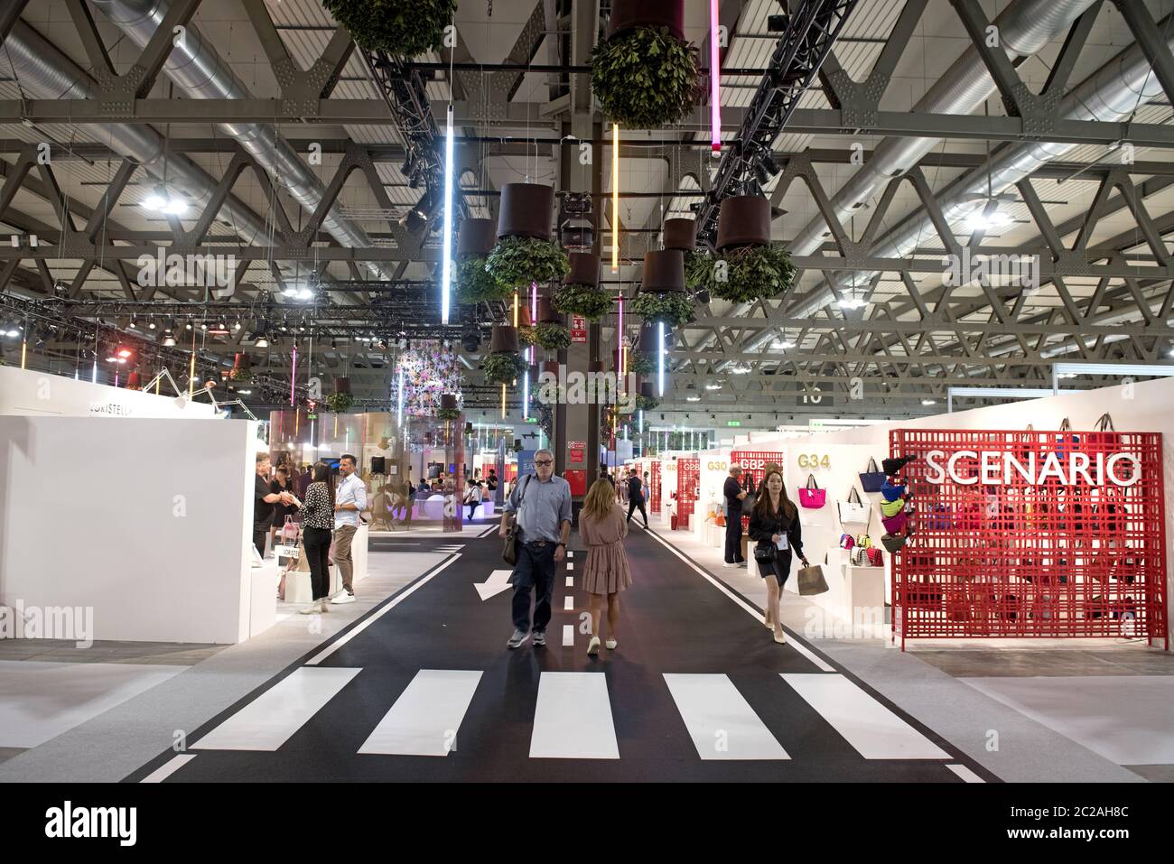 Pavillion's interior of the international footwear fair, MICAM, Stock Photo