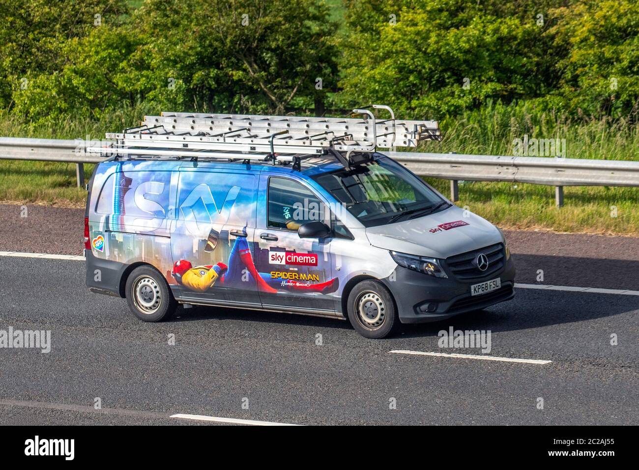 SKY TV Cinema broadcasting 2018 Mercedes-Benz Vito 111 CDI service van;  Vehicular business traffic moving vehicles, cars driving vehicle on UK  roads, motors, motoring on the M6 motorway, UK Stock Photo - Alamy