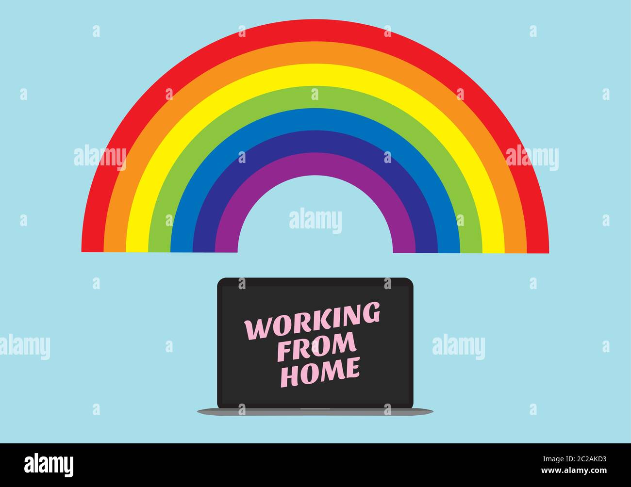 Working from home rainbow laptop vector Stock Vector Image & Art Alamy