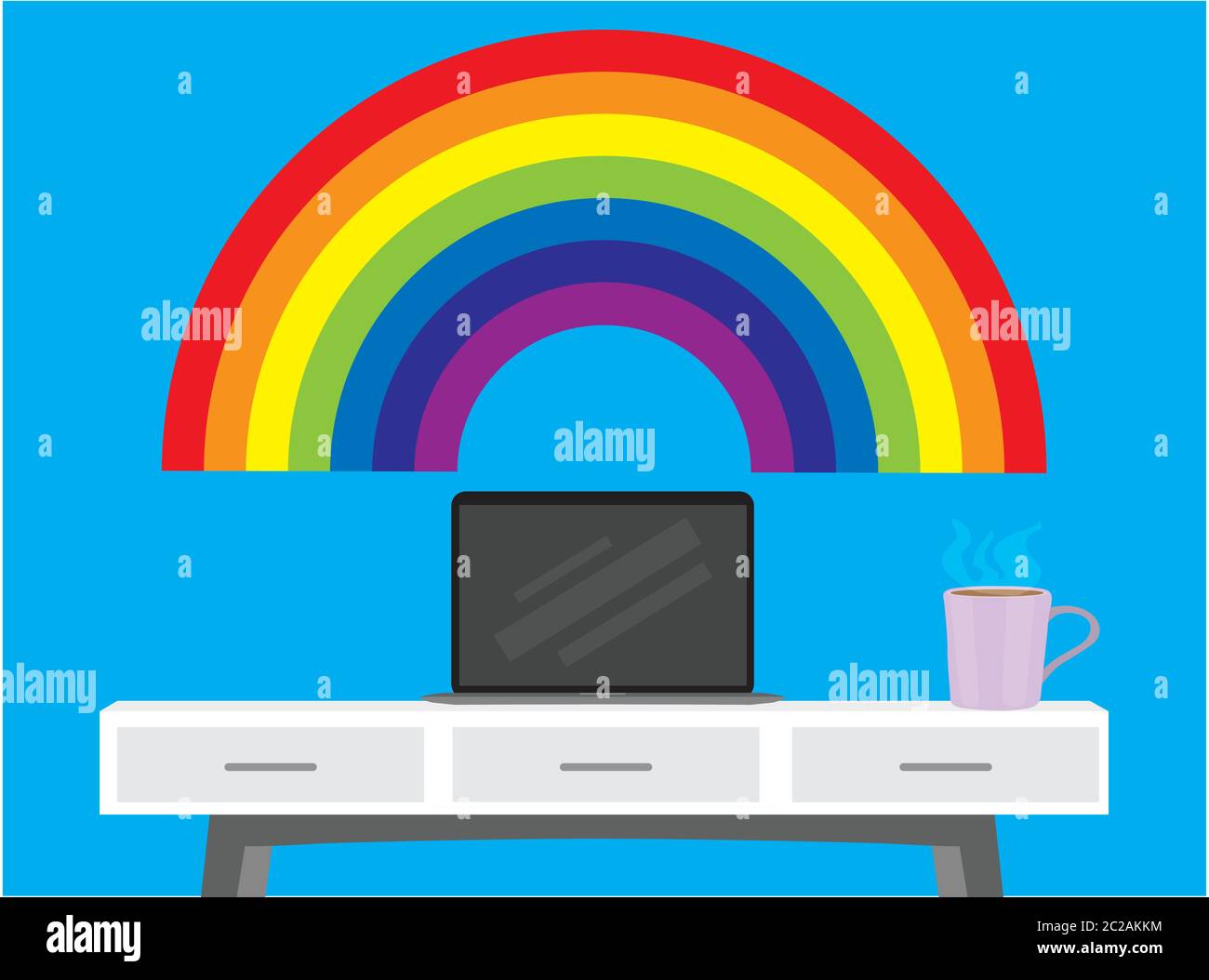 Working from home rainbow laptop vector Stock Vector Image & Art Alamy