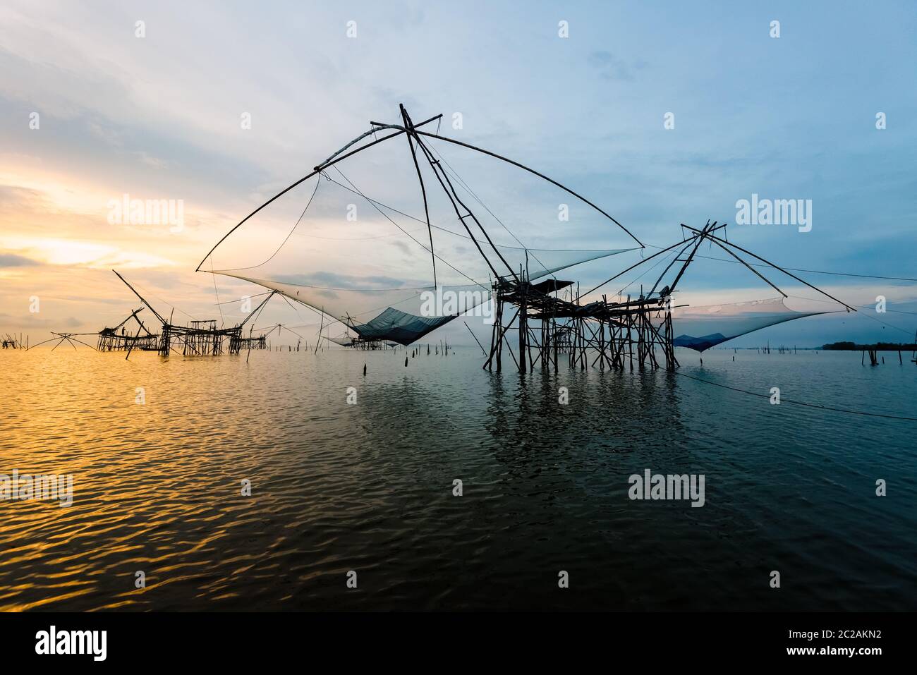 Rural lifestyle at Pakpra canal during sunrise in Thailand Stock Photo