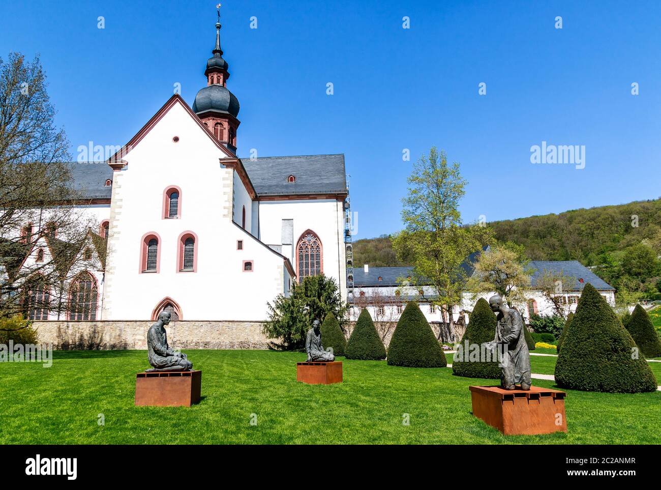 Historic Eberbach Abbey, Mystic heritage of the Cistercian monks in Rheingau, filming location for the movie The Name of the Rose, near Eltville am Rhein, Hesse, Germany Stock Photo