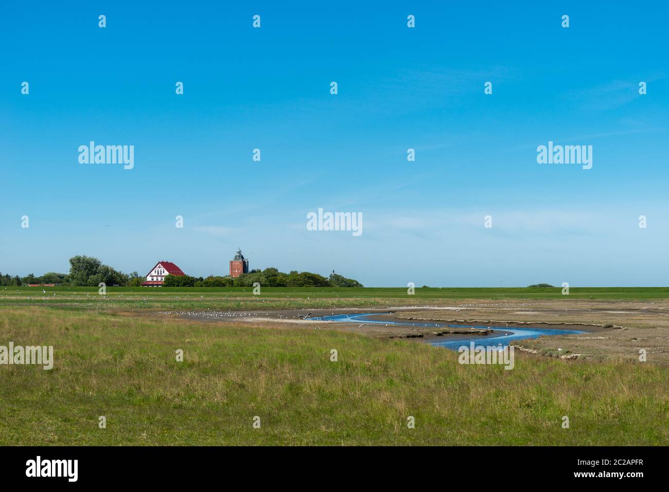 North Sea island of Neuwerk in the Wadden Sea, Federal State of Hamburg, UNESCO World Heritage, National Park Zone I, North Germany, Europe Stock Photo