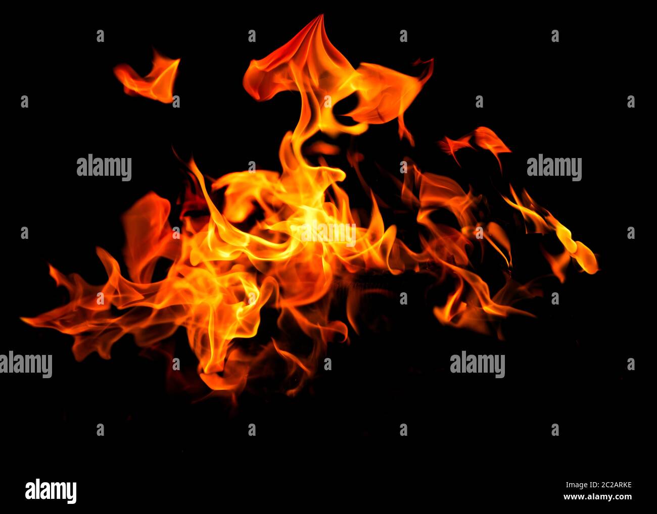 Fire flames isolated on black background Stock Photo
