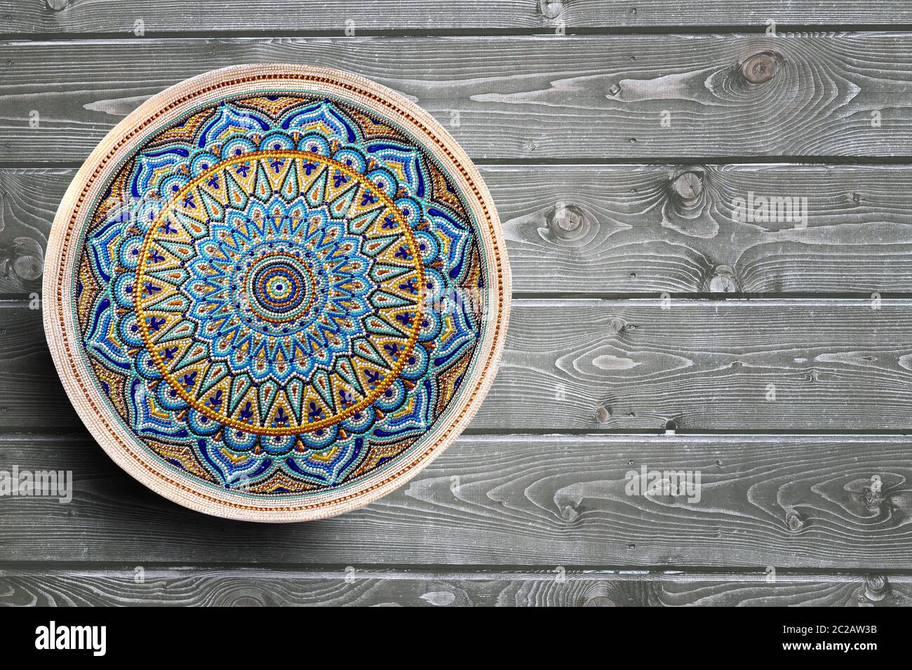 hand painted 10 wooden plate The universe in dots
