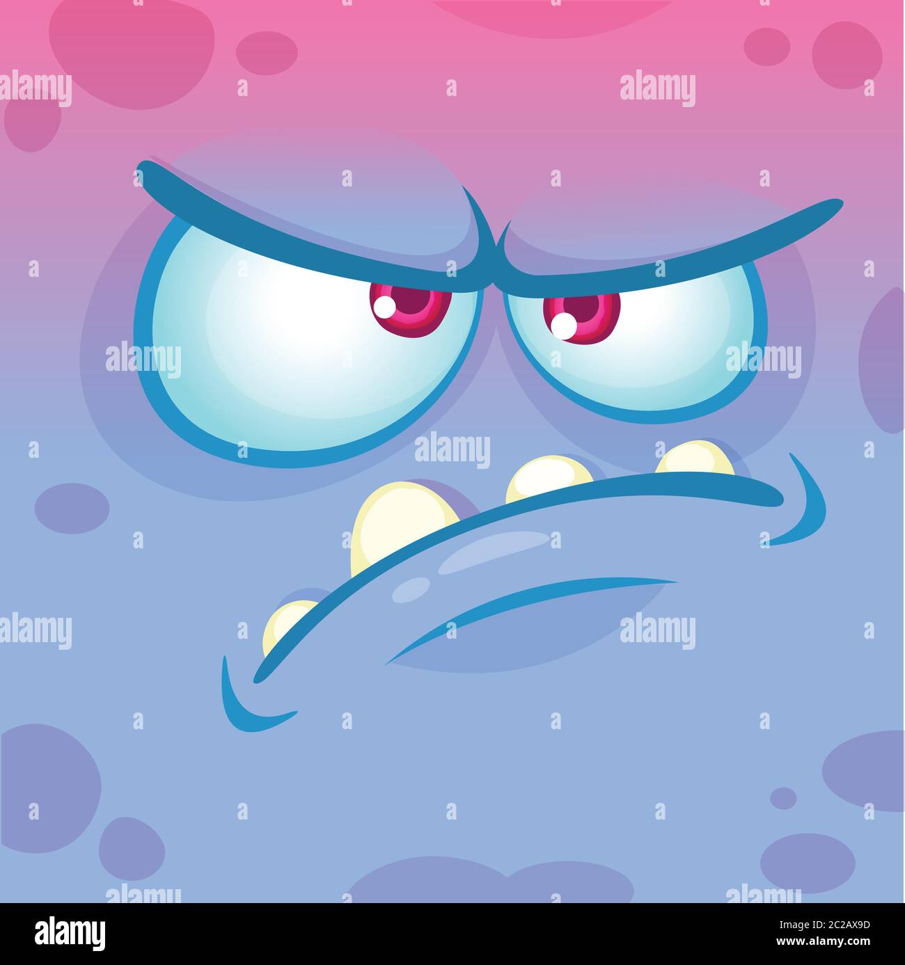 Angry cartoon monster face. Vector Halloween monster square avatar ...