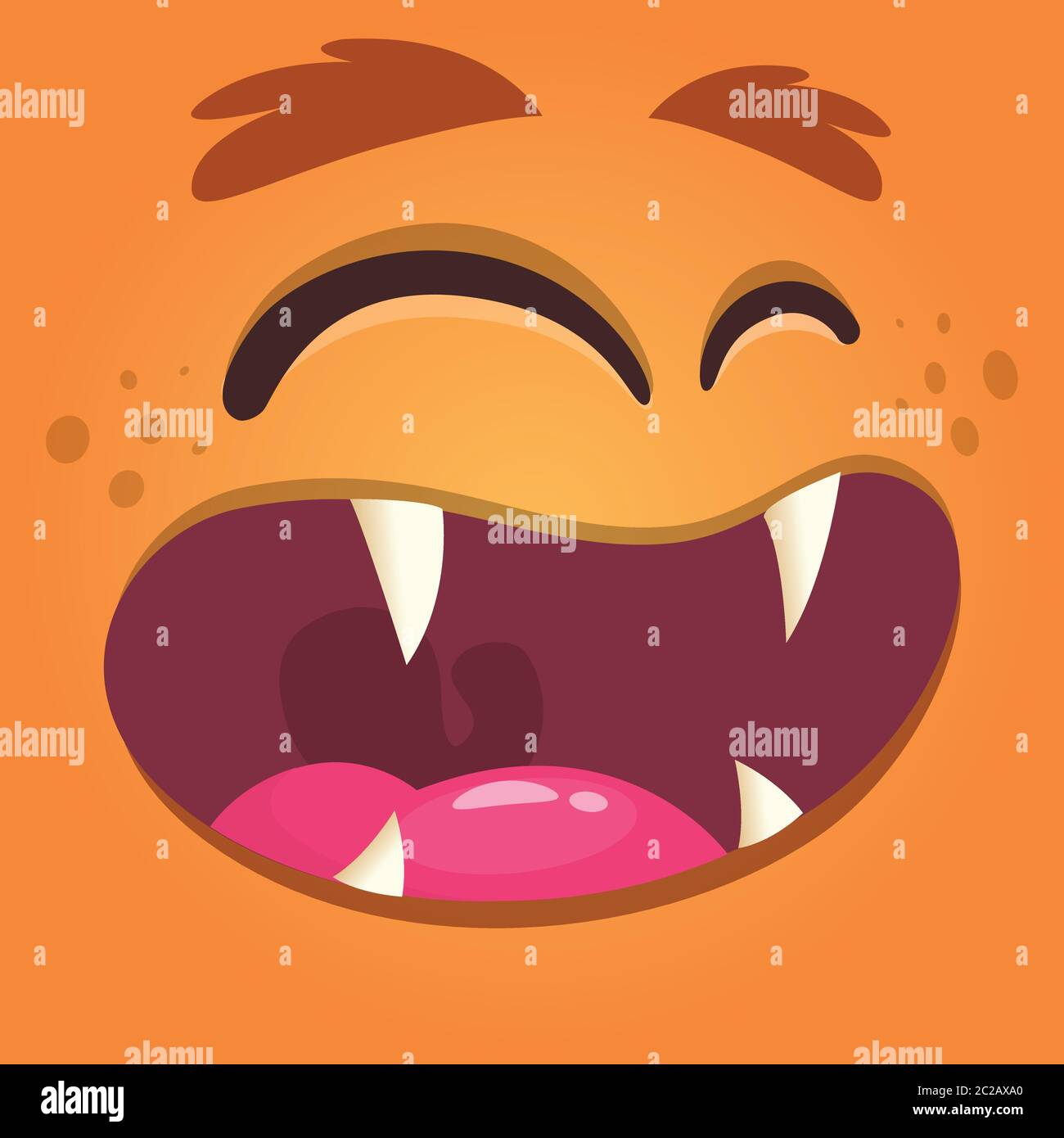 Angry cartoon monster face. Vector Halloween monster square avatar ...