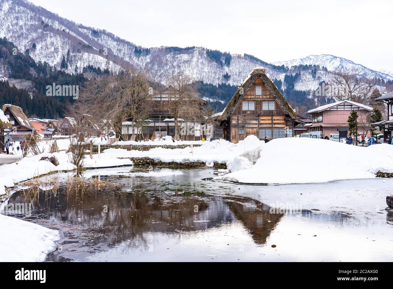 Winter season at Shirakawa-go village, Gifu, Japan Stock Photo