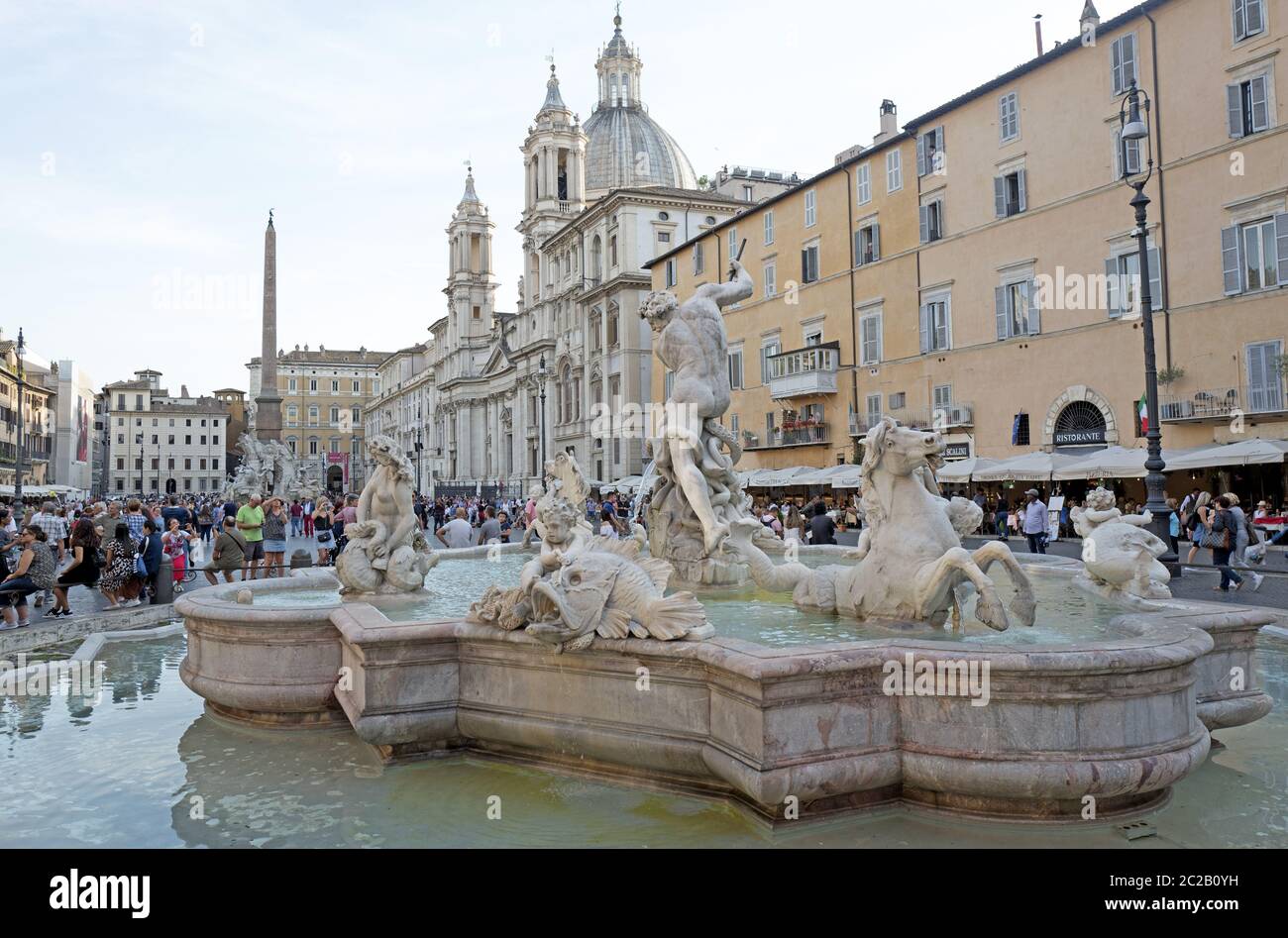 the Neptune fountain of Piazza Navona, in Rome Stock Photo - Alamy