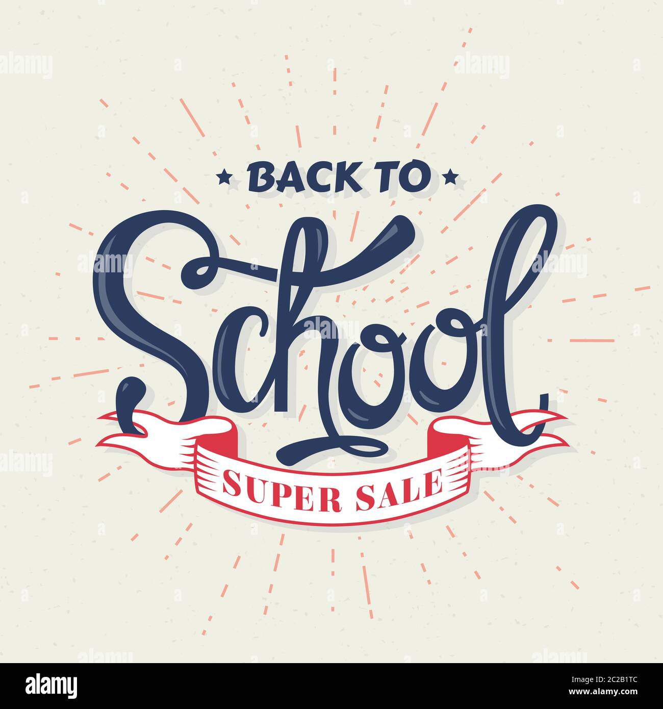 Back to school sale banner. Vector background with lettering and bursting rays. Stock Vector