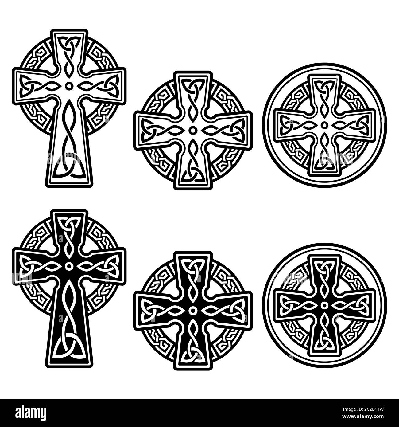 Celtic Irish cross vector design set - St Patrick's Day celebration in Ireland Stock Vector