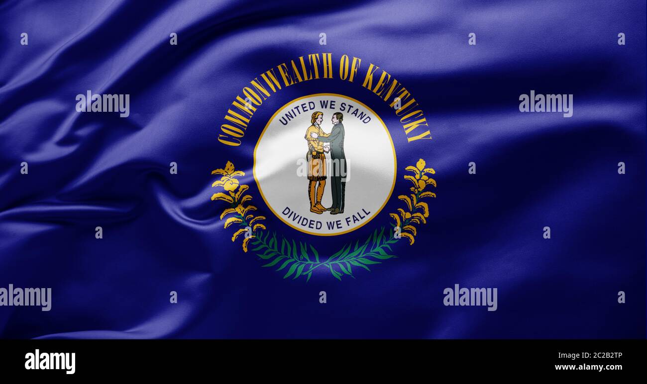 Waving state flag of Kentucky - United States of America Stock Photo
