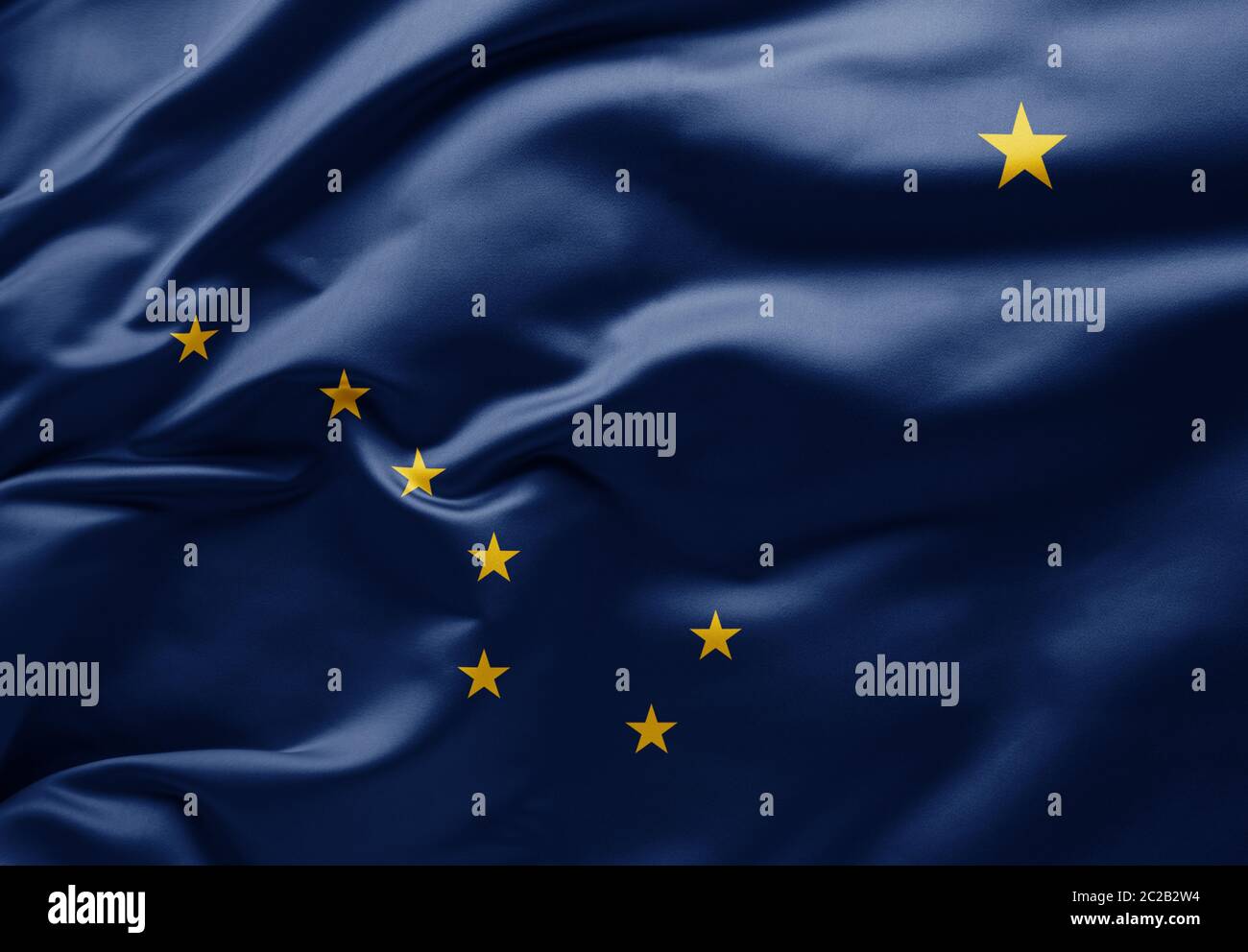 Waving state flag of Alaska - United States of America Stock Photo