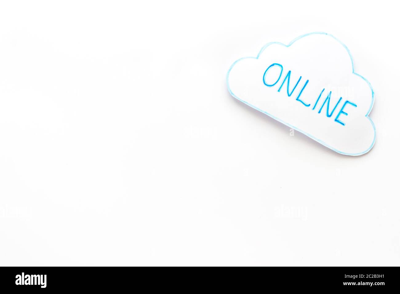 Cloud online networking concept. Paper bubble on white workplace Stock Photo
