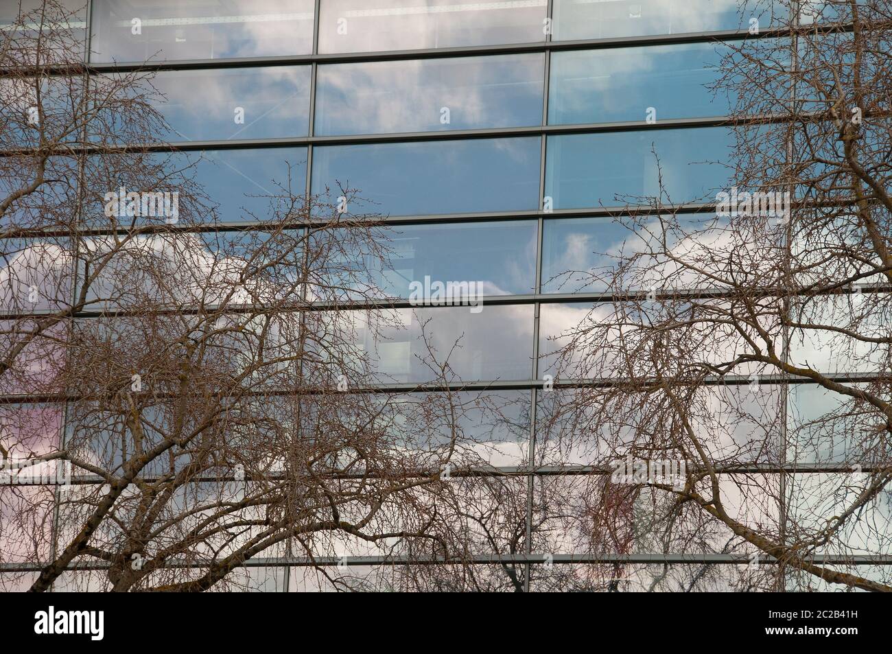 Refelxion in a glass facade in Hannover Stock Photo