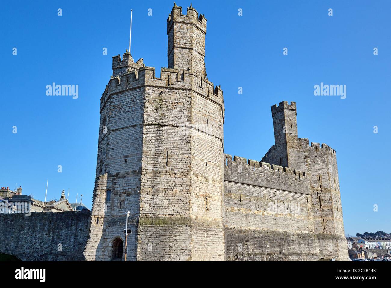The Caernarfon Castle in North Wales on a sunny day Stock Photo