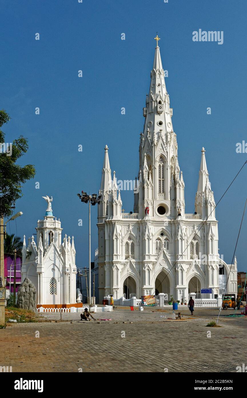 Very decorative building of Our Lady of Ransom church at Kanyakumari Stock Photo