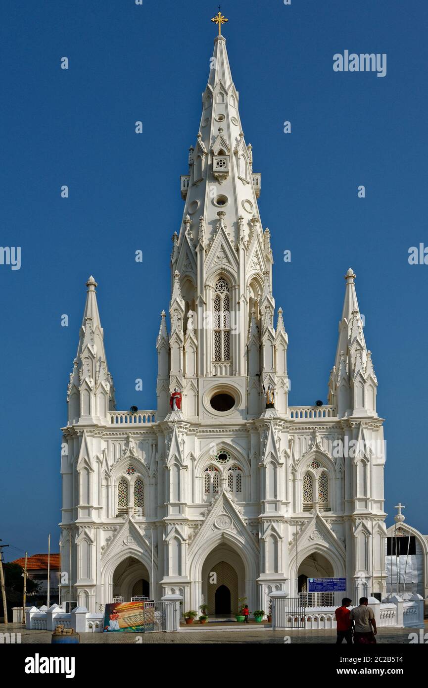 Very decorative building of Our Lady of Ransom church at Kanyakumari Stock Photo