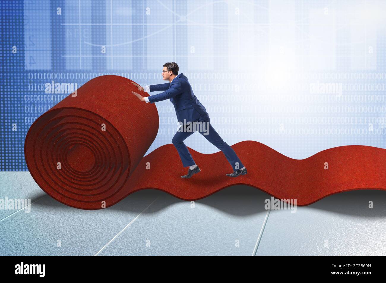 Business people in success concept with red carpet Stock Photo