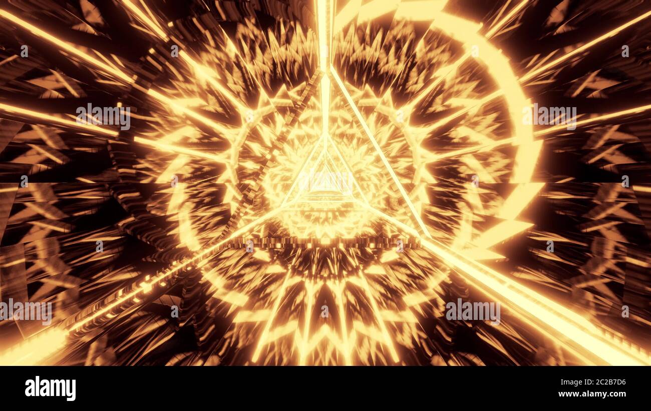 abstract golden triangle and shapes design 3d illustration wallpaper