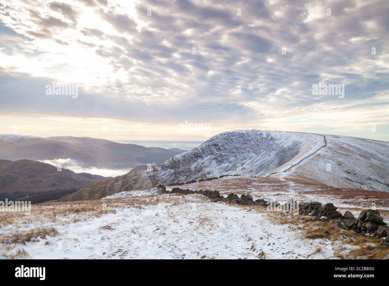 Looking to Benyellary from the ridge to Merrick, the highest mountain in the Southern Uplands, Galloway Hills, Dumfries & Galloway, Scotland Stock Photo