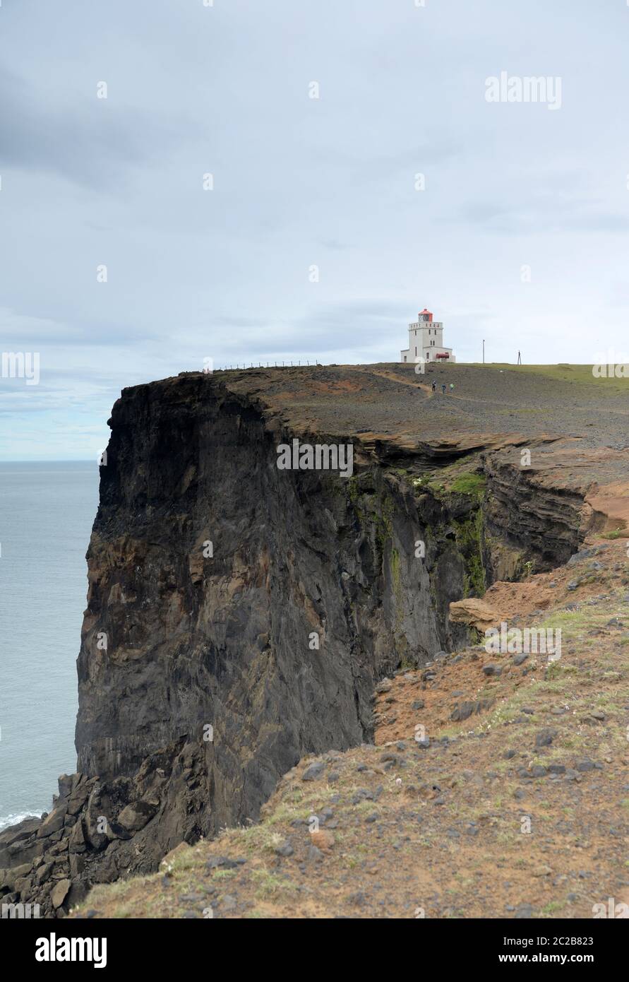 Lighthouse at Dyrholaey, Iceland Stock Photo