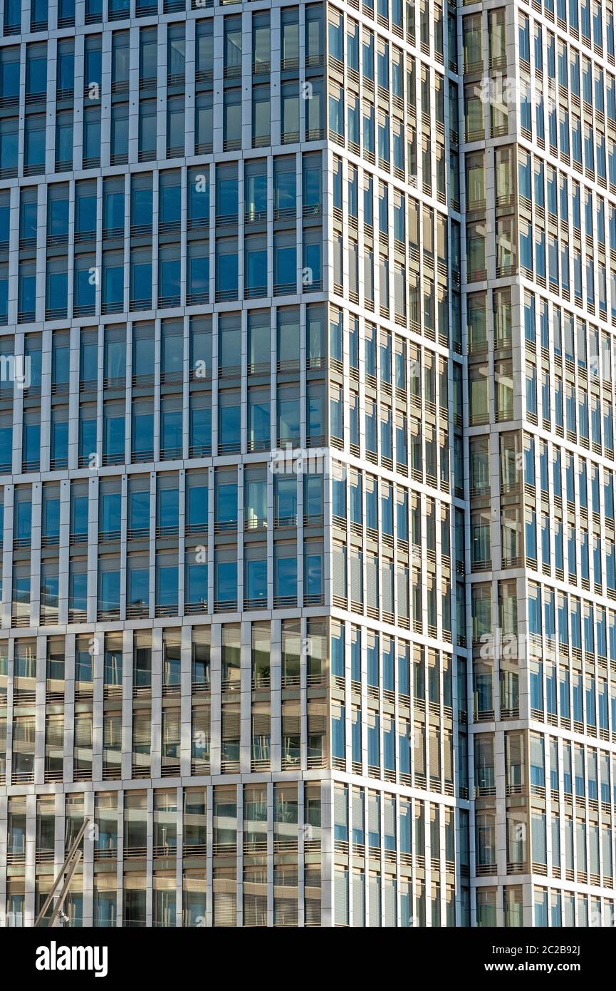 Glass facade of a modern office building seen in Hamburg, Germany Stock Photo