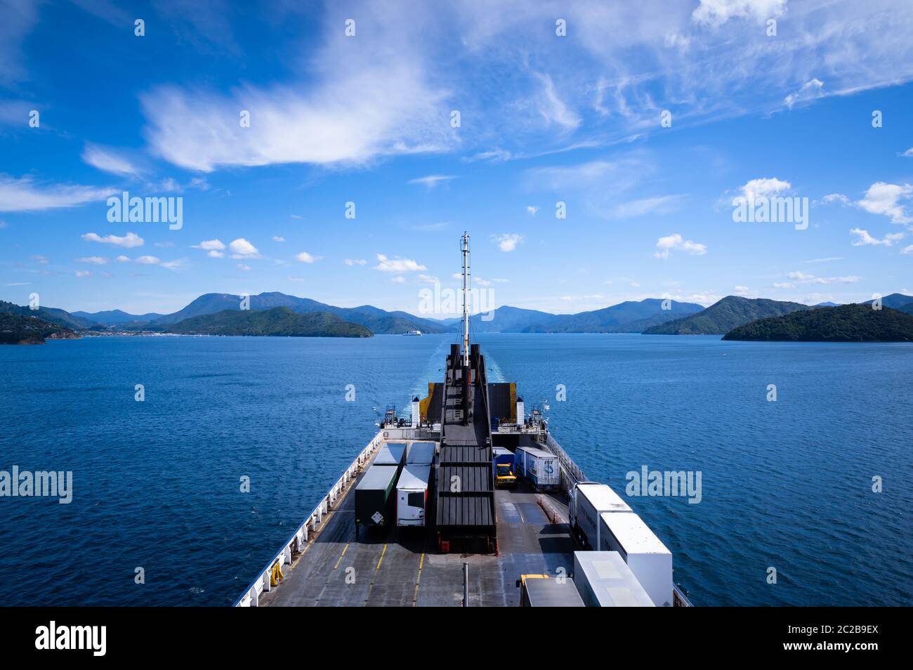 A ferry crossing the Marlborough Sounds of New Zealand's south island