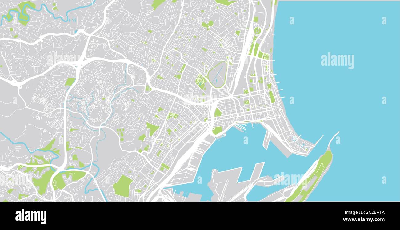 Urban Vector City Map Of Durban South Africa 2C2BATA 