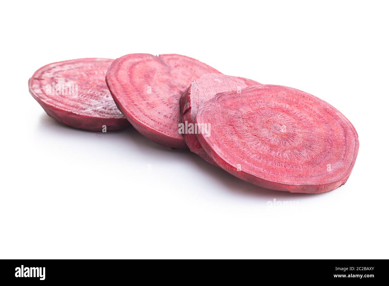 Tasty raw beetroot. Sliced beetroot isolated on white background. Stock Photo