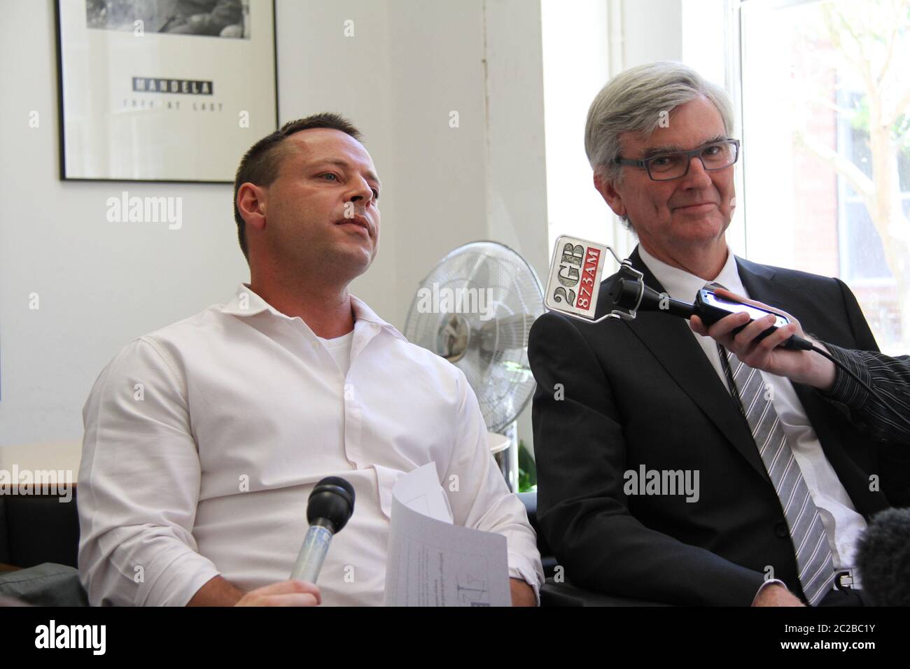 Pictured are former Guantanamo Bay detainee David Hicks and his solicitor Stephen Kenny at a ...