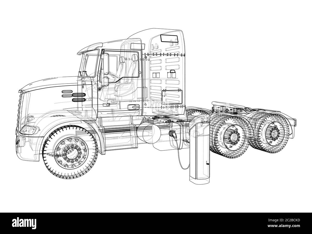 Electric Truck Charging Station Sketch. Vector Stock Vector