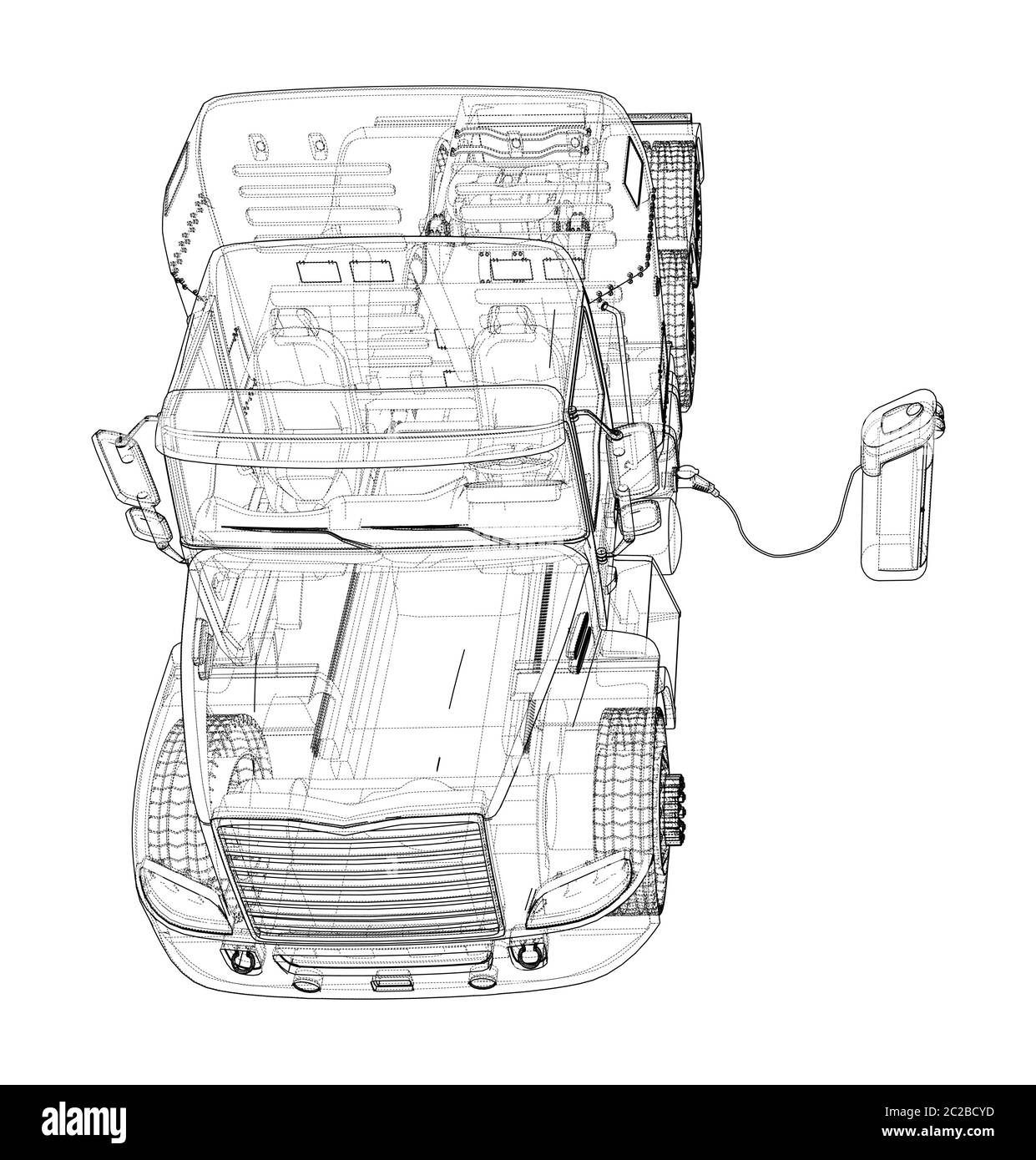 Electric Truck Charging Station Sketch. Vector Stock Vector