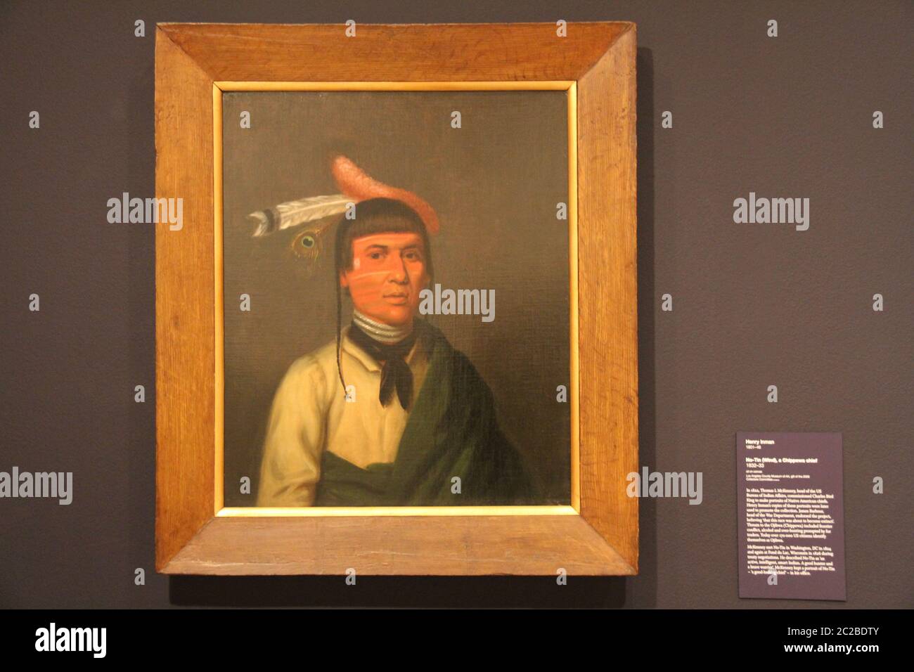 One of the art works featuring in the ‘America: Painting a Nation’ exhibition at the AGNSW – No-Tin (Wind), a Chippewa chief 1832-33, by artist Henry Stock Photo