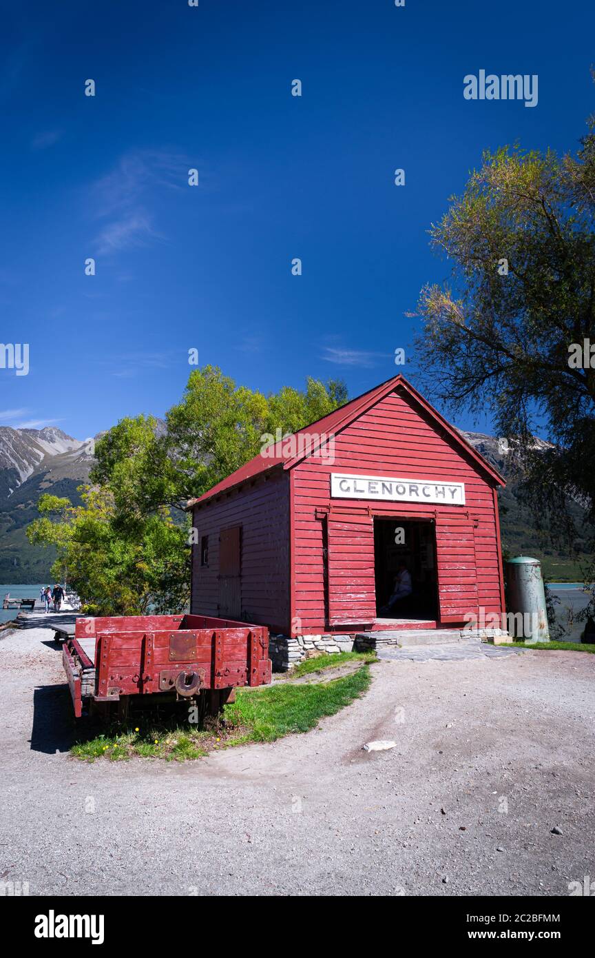 Boatshed at Glenorchy, New Zealand. Stock Photo