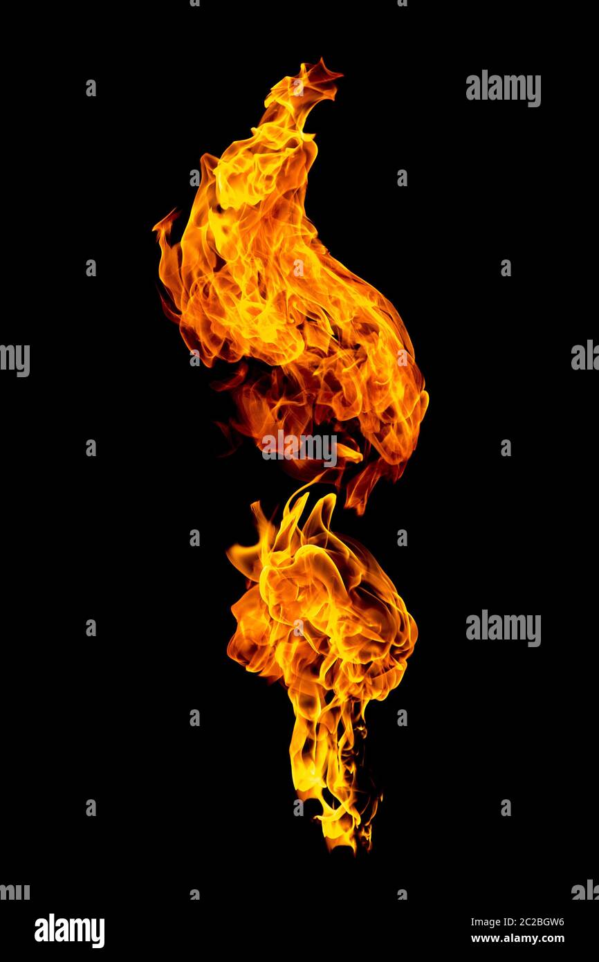 Burning flame isolated on black Stock Photo