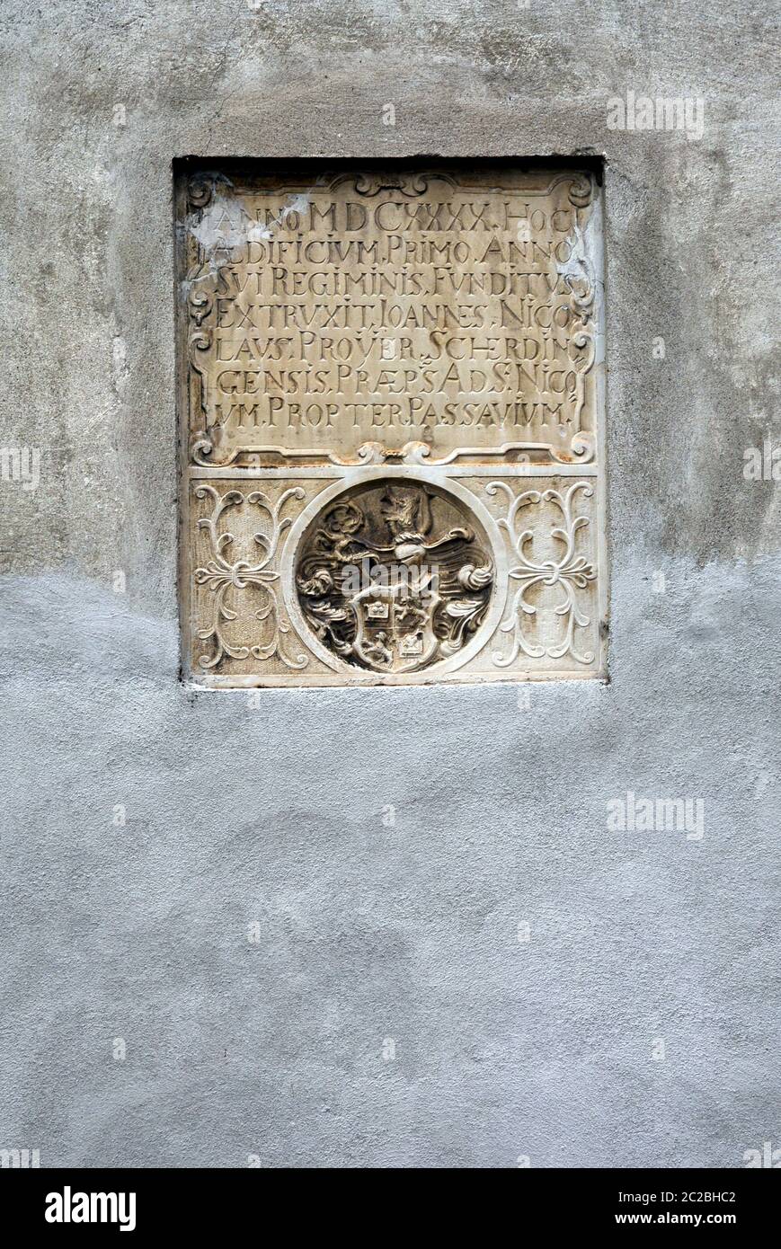 Memorial stone Aschach Upper Austria Stock Photo