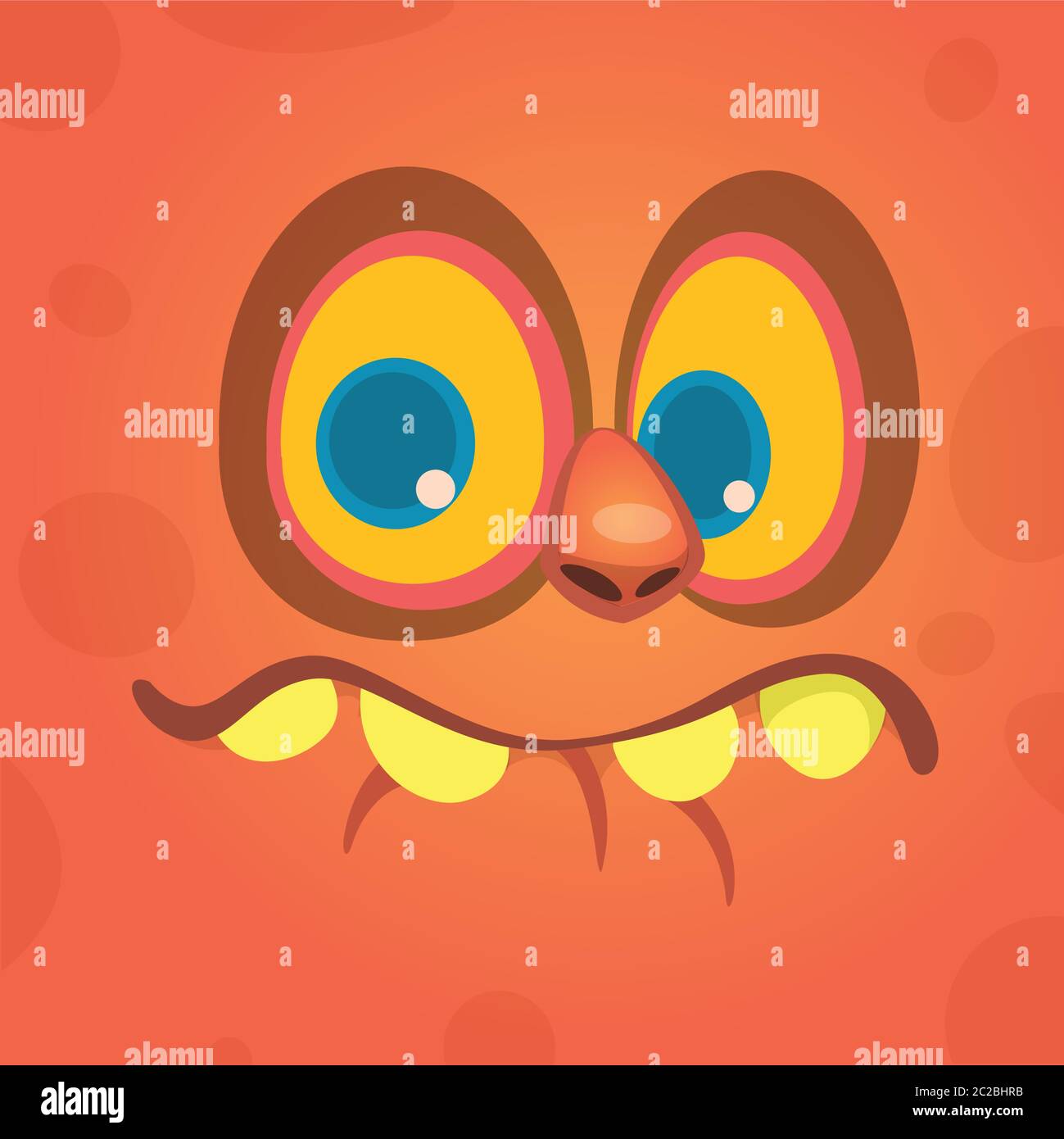 Angry cartoon monster face. Vector Halloween monster square avatar ...
