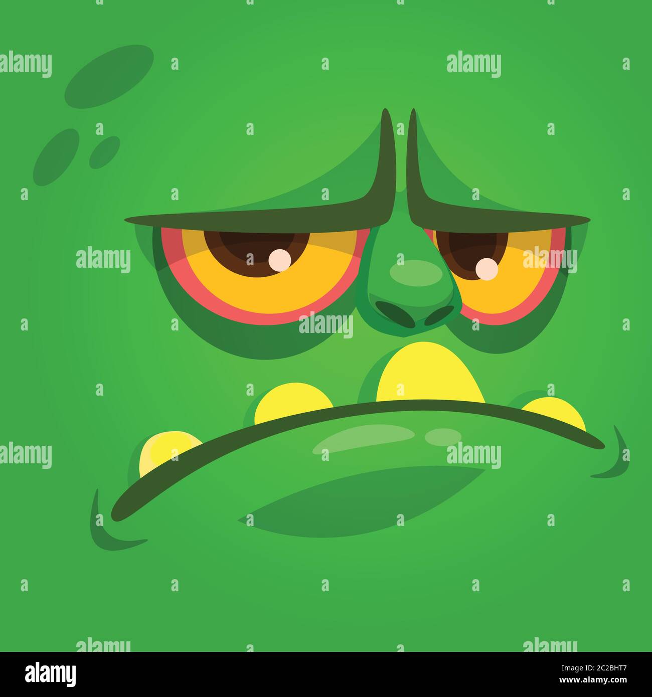 Angry cartoon monster face. Vector Halloween monster square avatar ...